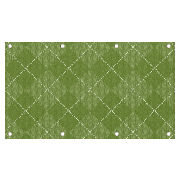 Discreet Green Tea Plaids Banner and Sign 7  x 4 