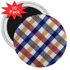 Hot Colors Plaid  3  Magnets (10 Pack)  by ConteMonfrey