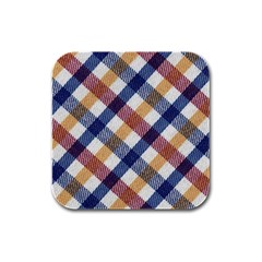 Hot Colors Plaid  Rubber Square Coaster (4 Pack) by ConteMonfrey