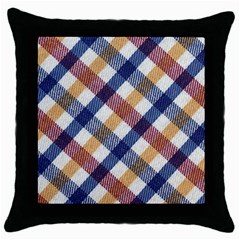 Hot Colors Plaid  Throw Pillow Case (black) by ConteMonfrey