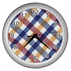 Hot Colors Plaid  Wall Clock (silver) by ConteMonfrey