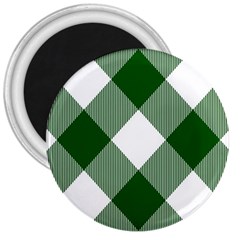 Green And White Diagonal Plaids 3  Magnets by ConteMonfrey