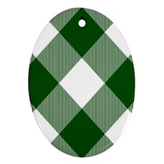 Green And White Diagonal Plaids Ornament (oval)