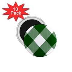 Green And White Diagonal Plaids 1 75  Magnets (10 Pack)  by ConteMonfrey