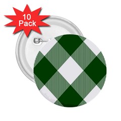 Green and white diagonal plaids 2.25  Buttons (10 pack) 