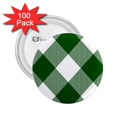 Green and white diagonal plaids 2.25  Buttons (100 pack) 