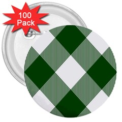 Green And White Diagonal Plaids 3  Buttons (100 Pack)  by ConteMonfrey