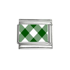 Green and white diagonal plaids Italian Charm (9mm)