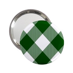 Green and white diagonal plaids 2.25  Handbag Mirrors