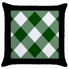 Green And White Diagonal Plaids Throw Pillow Case (black) by ConteMonfrey