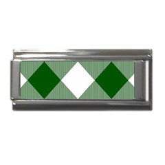 Green And White Diagonal Plaids Superlink Italian Charm (9mm) by ConteMonfrey