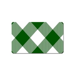 Green And White Diagonal Plaids Magnet (name Card) by ConteMonfrey