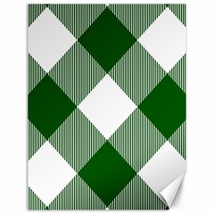 Green and white diagonal plaids Canvas 12  x 16 