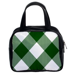 Green and white diagonal plaids Classic Handbag (Two Sides)