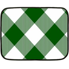 Green and white diagonal plaids Fleece Blanket (Mini)