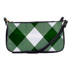 Green And White Diagonal Plaids Shoulder Clutch Bag by ConteMonfrey