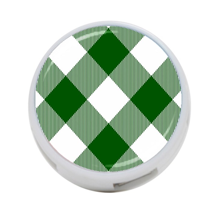 Green and white diagonal plaids 4-Port USB Hub (Two Sides)