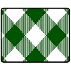 Green and white diagonal plaids Fleece Blanket (Medium) 