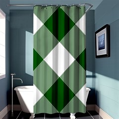 Green and white diagonal plaids Shower Curtain 36  x 72  (Stall) 