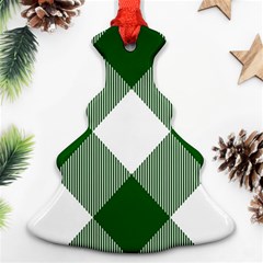 Green and white diagonal plaids Ornament (Christmas Tree) 