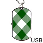 Green and white diagonal plaids Dog Tag USB Flash (One Side) Front