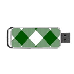 Green and white diagonal plaids Portable USB Flash (One Side)