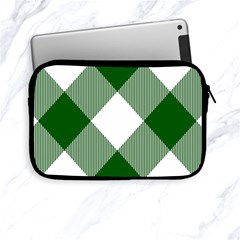 Green And White Diagonal Plaids Apple Ipad Mini Zipper Cases by ConteMonfrey