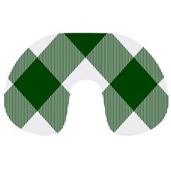 Green and white diagonal plaids Travel Neck Pillow