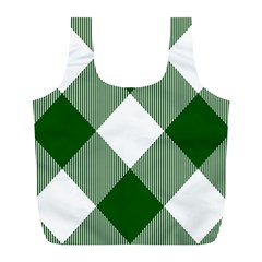 Green and white diagonal plaids Full Print Recycle Bag (L)