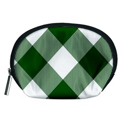 Green And White Diagonal Plaids Accessory Pouch (medium) by ConteMonfrey