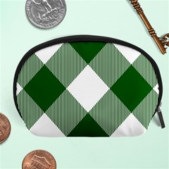 Green and white diagonal plaids Accessory Pouch (Large)