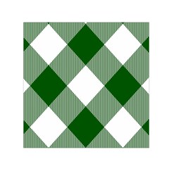 Green And White Diagonal Plaids Square Satin Scarf (30  X 30 ) by ConteMonfrey