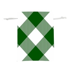 Green and white diagonal plaids Lightweight Drawstring Pouch (M)