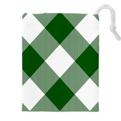 Green and white diagonal plaids Drawstring Pouch (4XL)