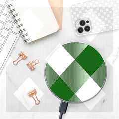 Green And White Diagonal Plaids Wireless Charger by ConteMonfrey