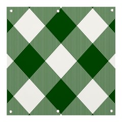 Green and white diagonal plaids Banner and Sign 3  x 3 