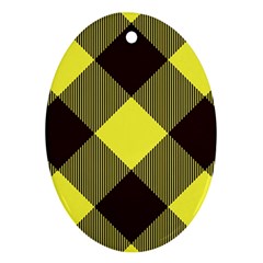 Black And Yellow Plaids Diagonal Ornament (oval)