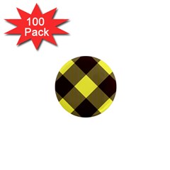 Black And Yellow Plaids Diagonal 1  Mini Magnets (100 Pack)  by ConteMonfrey