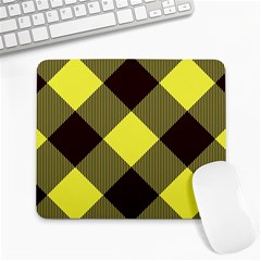 Black And Yellow Plaids Diagonal Large Mousepad by ConteMonfrey