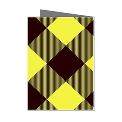 Black And Yellow Plaids Diagonal Mini Greeting Cards (pkg Of 8) by ConteMonfrey