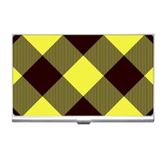 Black And Yellow Plaids Diagonal Business Card Holder by ConteMonfrey