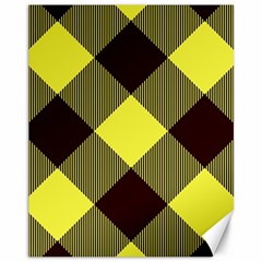 Black And Yellow Plaids Diagonal Canvas 11  X 14  by ConteMonfrey