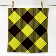 Black And Yellow Plaids Diagonal Face Towel by ConteMonfrey