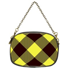 Black And Yellow Plaids Diagonal Chain Purse (one Side) by ConteMonfrey