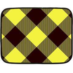 Black And Yellow Plaids Diagonal Fleece Blanket (mini) by ConteMonfrey