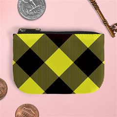 Black And Yellow Plaids Diagonal Mini Coin Purse by ConteMonfrey