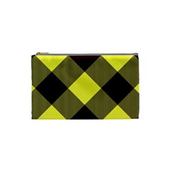 Black And Yellow Plaids Diagonal Cosmetic Bag (small) by ConteMonfrey