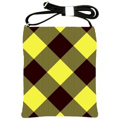 Black And Yellow Plaids Diagonal Shoulder Sling Bag by ConteMonfrey