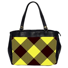 Black And Yellow Plaids Diagonal Oversize Office Handbag (2 Sides)