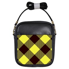 Black And Yellow Plaids Diagonal Girls Sling Bag by ConteMonfrey